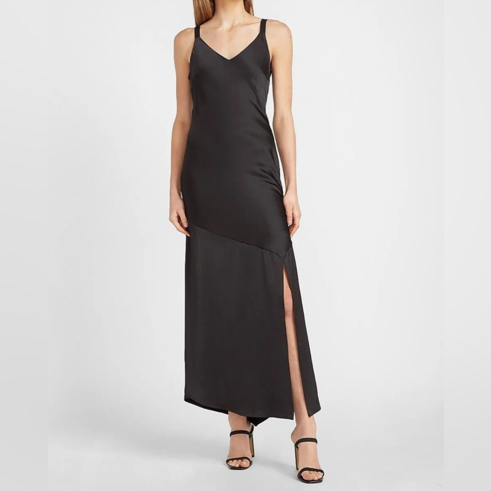 EXPRESS SATIN V-NECK MAXI SLIP DRESS, SIZE SMALL NEW